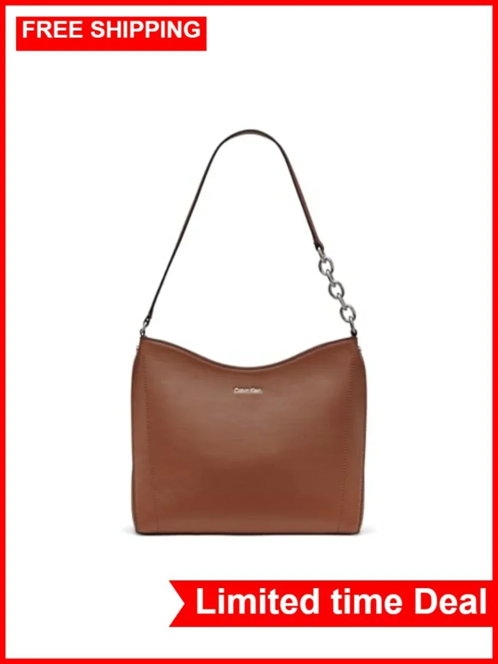 Calvin Klein Nova Chain Hobo Shoulder Bag Faux Leather
